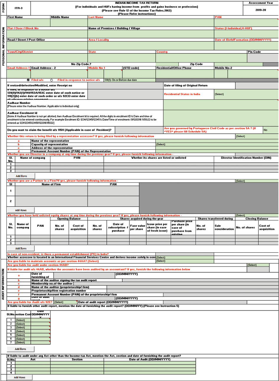 ITR-3 Form filing in Chennai|ITR-3 form|Chennai Filings